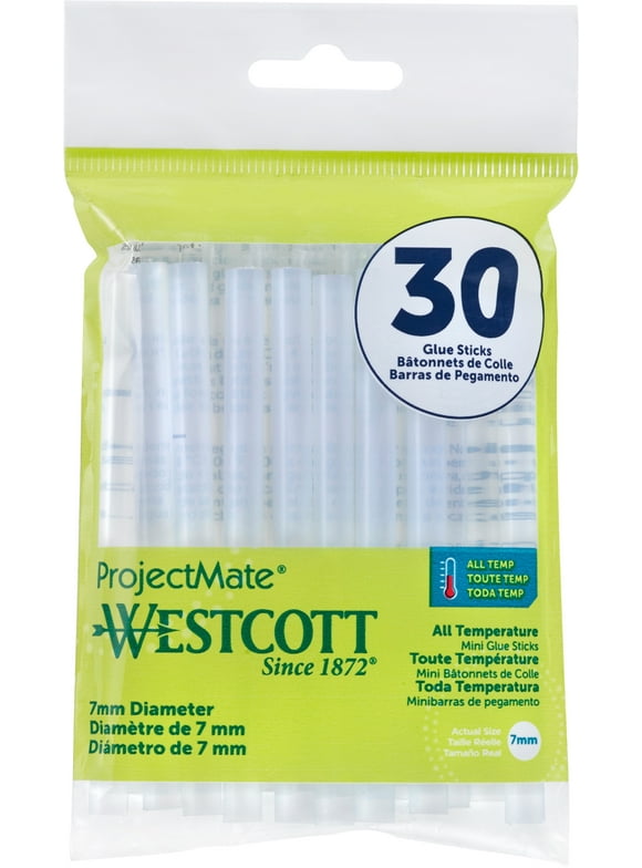 Westcott Premium, Clear, Mini Glue Sticks, All Temperature, 30-Pack