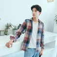 thumbnail image 2 of Camisas para hombre Camisa a cuadros de colores amarillos para hombre Camisa a cuadros de diseñador de moda para hombre 2024 Ropa popular coreana con mangas para las redes sociales asiáticas, 2 of 5