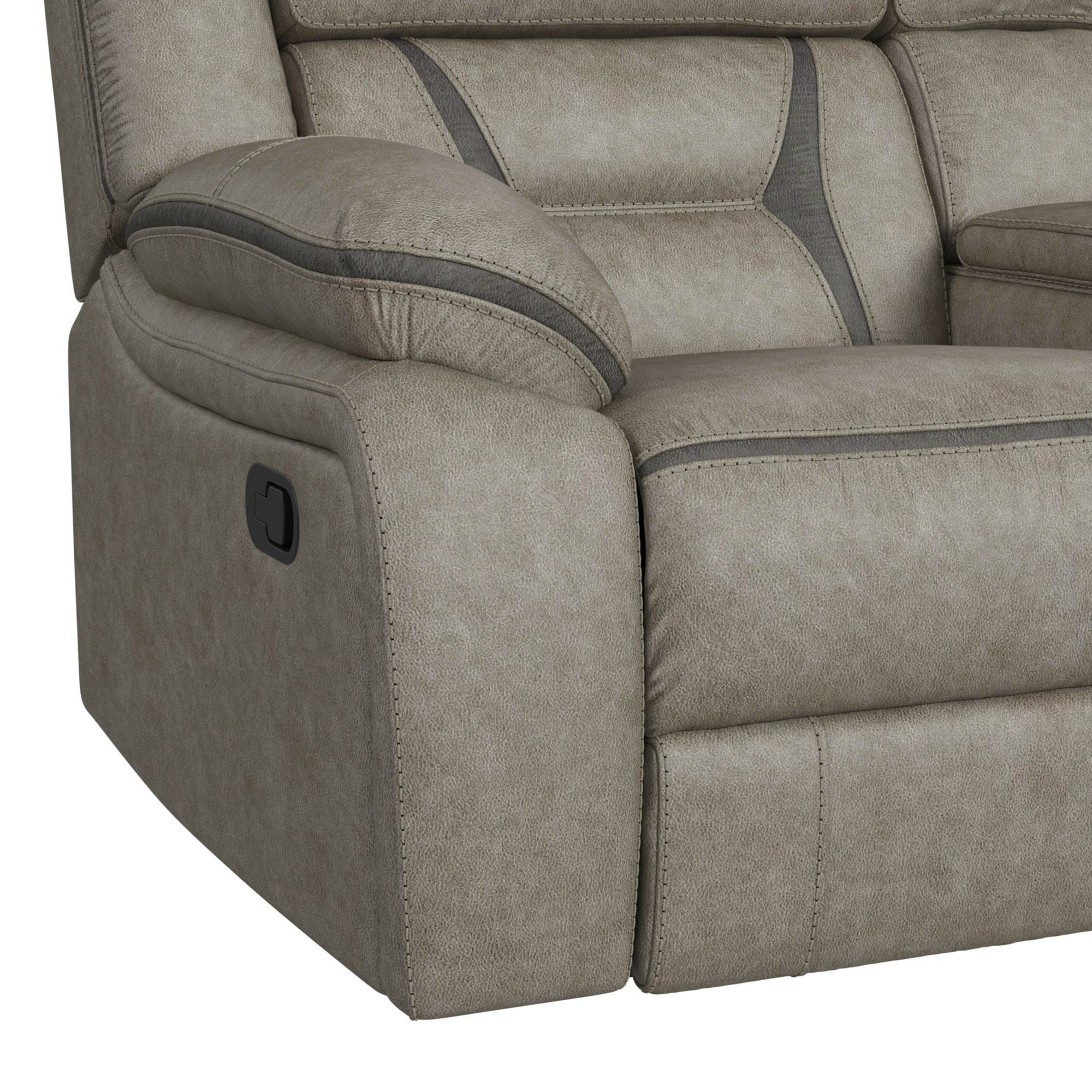 Picket House Furnishings Kaoru Motion Loveseat with Console in Corral Gray