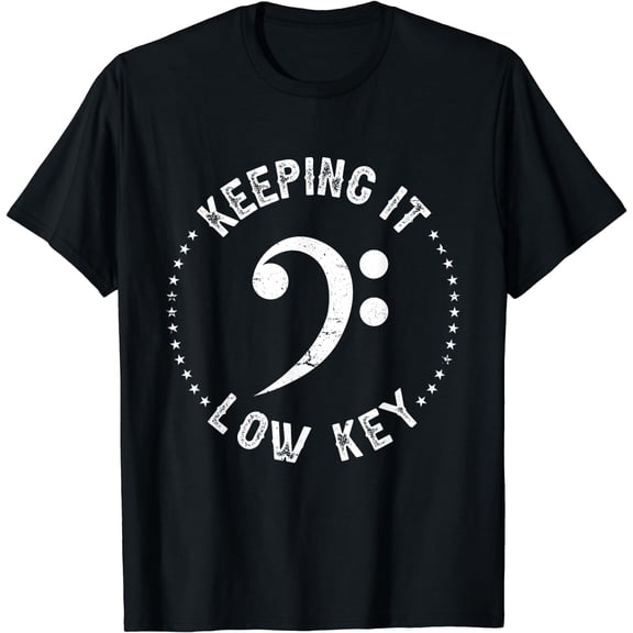 Retro Bass Clef Music Keeping It Low Key Musician Humor T-Shirt