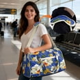 thumbnail image 3 of Garronmavis Large Blue Tropical Hibiscus Quilted Duffle Bag for Women, Weekender Travel Bag Carry On Overnight Gym Dance Tote with Luggage Sleeve & Zipper Pockets, 3 of 7