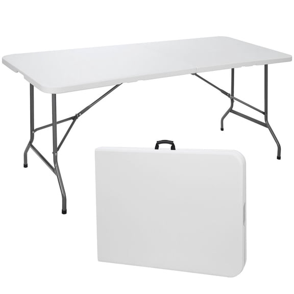SONGMY 6 FT Folding Table, White Portable Plastic Table for Picnic Camping