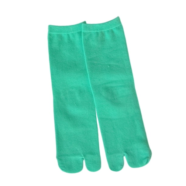 Calcetines con puntera dividida para mujer, elegantes calcetines de tubo medio, calcetines Tabi para acampar Verde