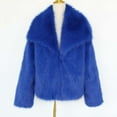 thumbnail image 6 of Nfurl Faux Fur Jackets for Women Soft Fluffy Long Sleeve Short Jacket Casual Open Front Lapel Cropped Coats Ladies Fall Winter Outerwear Blue S, 6 of 7