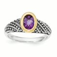 thumbnail image 1 of Sterling Silver Two Tone Silver And Gold Plated Sterling Silver w/Amethyst Ring, 1 of 3