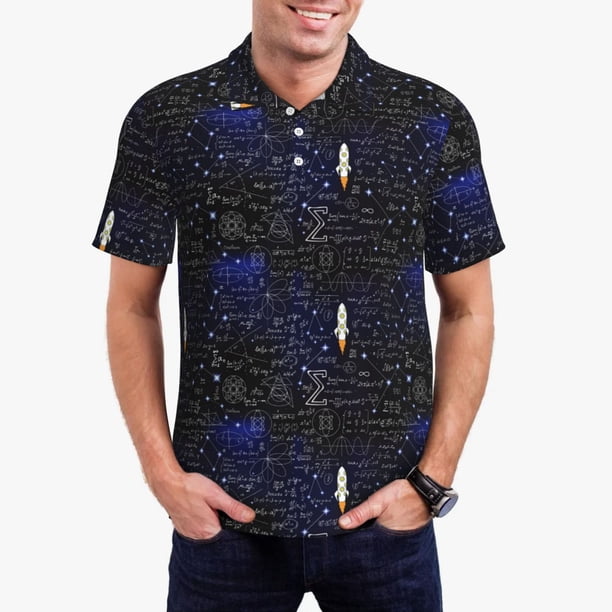Fotbe Physical Formulas Camiseta Polo de Golf para Hombre con Estampado – Camisa Deportiva Transpirable con Cuello Abotonado-Small