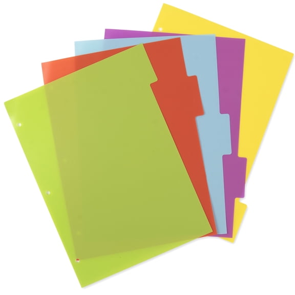 100 Pack of 5 Index Tab 3-Ring Binders Dividers for Paper Storage, Organization, Note Keeping