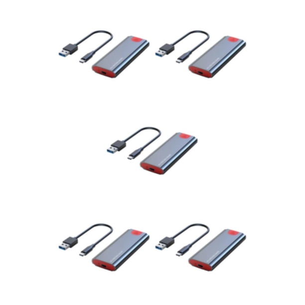 Injueey Caja SSD M.2 NVMe USB3.1 10Gbps HDD Box USB-C Adaptador externo M2 sin herramientas Disco duro Protocolo dual Gris con cable A-C Type2 NO2