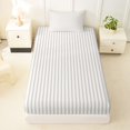 thumbnail image 4 of Castle Fairy Minimalist Vertical Line Twin Sheets 3pcs,Abstract Linear Band Bedding,Off-White Light Taupe,1 Flat Sheet, 1 Fitted Sheet and 1 Pillowcase, 4 of 7