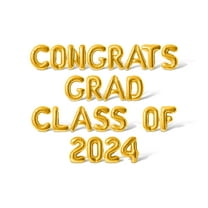 Letter Balloons - CONGRATS GRAD CLASS OF 2024 16" Inch Alphabet Letters Foil Mylar Balloon Graduation Day Party Banner (Gold)