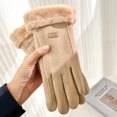 thumbnail image 2 of 1 par de guantes de invierno para mujer, guantes cálidos de cachemir de cuero de gamuza para ciclismo, guantes de conducción con pantalla táctil de felpa de terciopelo grueso para mujer, 2 of 5