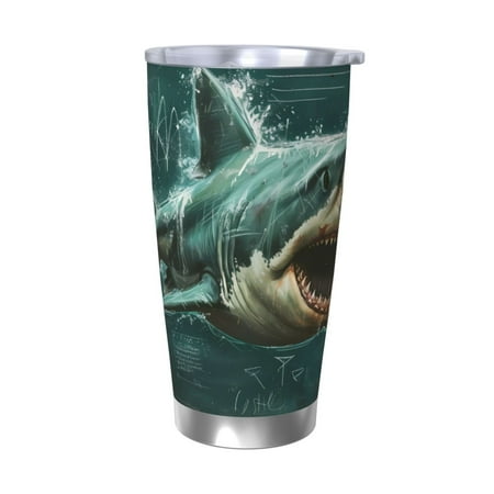 

Zeuib Abstract Geometric Shark Printed 20oz Stainless Steel Insulated Car Cup Stainless Steel Thermal Cup Vacuum Insulated Leak-proof Travel Mug Cup-Without Straw