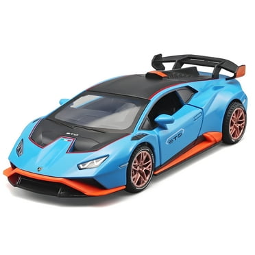 Anmyjuly Model Car 1/24 Scale Lambo Huracan STO Die Cast Metal Toy Cars,Pull-back Car with Lights and Sounds,Blue