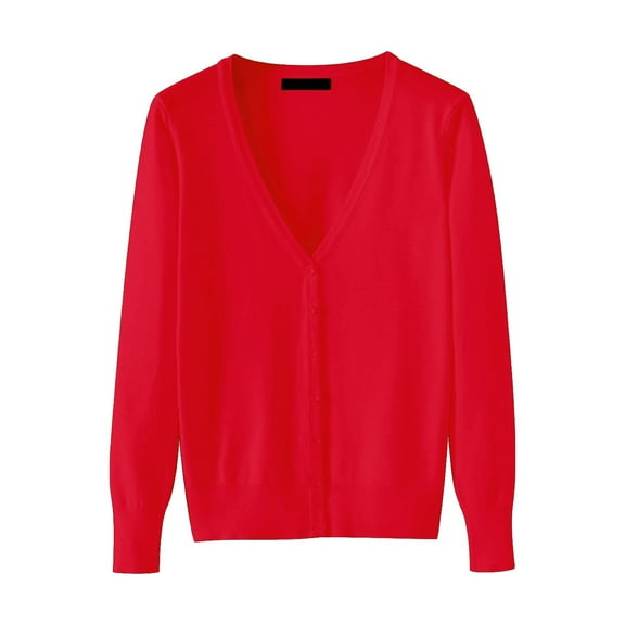 CILENON Oversized Cardigan Women's Lightweight V Neck Cardigan Sweater (Available In Plus Size) (Red,XXXXL)
