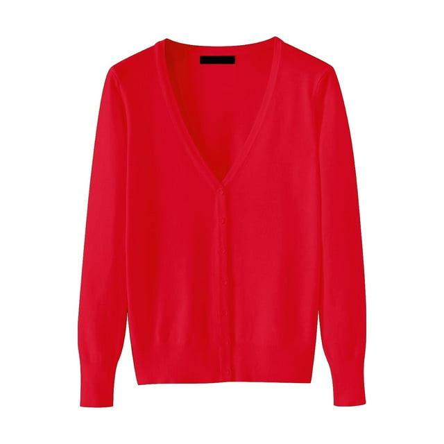 IMENGL cardigan Léger à Col en V Tricoté Grande Taille Disponible, Rouge G, Taille m-5TG