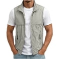 thumbnail image 2 of Mifsaly Men's Lightweight Windbreaker Vest Stand Collar Zip Up Sleeveless Jacket Casual Sportswear Running Outerwear Waistcoat with Zip Pockets for Golf Hiking Travel Gray,XXL, 2 of 5