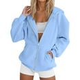 thumbnail image 3 of ManxiVoo Custom Text Photo Hoodie For Women Zip Up Pullover With Sleeve Design Your Own Graphic M Size Sky Blue, 3 of 6