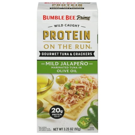 Bumble Bee Prime Tuna Protein on The Run Olive Oil & Mild Jalapeño, 20g Protein per serving, 3.5 oz Kit