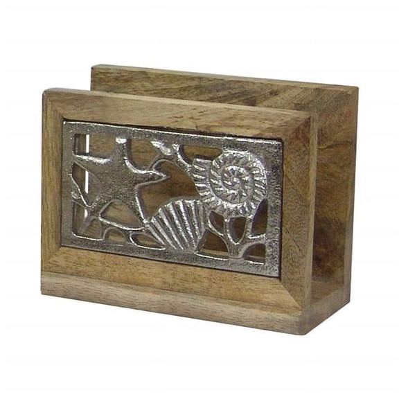 NuSteel TG-NP-01N Wooden Napkin Holder with Polished Wood & Nickel