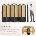 thumbnail image 3 of 6 Panel Room Divider and Folding Privacy Screen, 5.6 Ft Foldable Double Hinged Rattan Partition, Hand-Woven Rattan Room Divider Portable Wood Freestanding Wall Divider for Room Separation - Black, 3 of 18