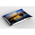 thumbnail image 2 of Ambesonne Coastal Pillow Sham 2 Pack, Twilight Rocky Shore, 36"x20", Blue Apricot, 2 of 3