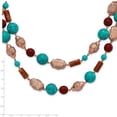thumbnail image 2 of Finest Gold 1928 Jewelry Copper-Tone Pattern Aqua Blue & Brown Acrylic Beads Long 44 in. Necklace, 2 of 2