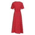 thumbnail image 3 of Maxi Dresses for Women Polka Dot Short Sleeve Summer Dresses with Belt Evening Party Holiday Elegant Ladies Wedding Guest Dress Beach Boho Hawaiian Dress Sundress Long Dresses, 3 of 7