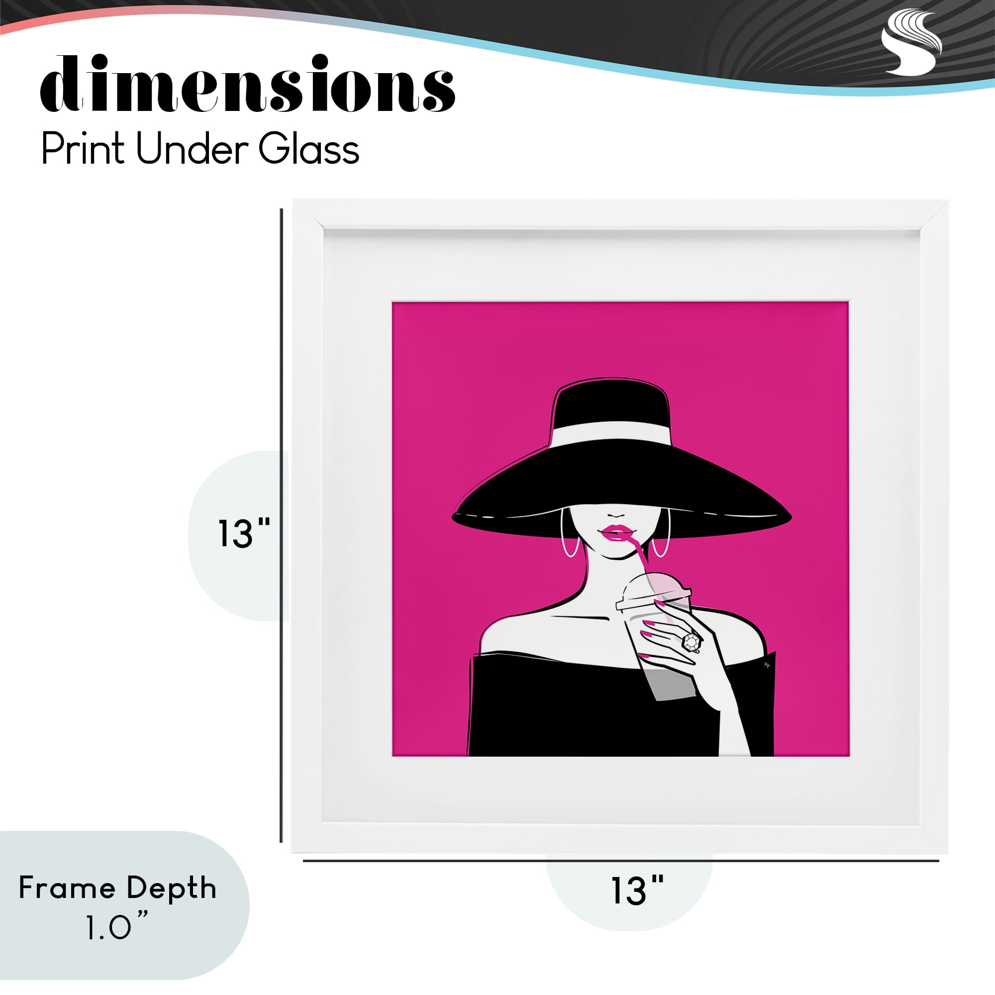 Stupell Industries Black Hat Glamourous Woman White Framed Print Under Glass, design by Martina Pavlova