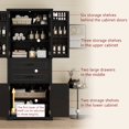 thumbnail image 3 of Storage Cabinet with Multi-Functional Storage Space, 2 Drawers with Slide Rails and Adjustable Shelf for Kitchen, Bathroom, Dining Room, Living Room, Black, 3 of 9