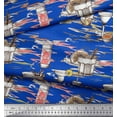 thumbnail image 2 of Soimoi Blue Japan Crepe Satin Fabric Lemon Slice & Soft Drink Beverages Printed Craft Fabric by the Yard 42 Inch Wide, 2 of 3