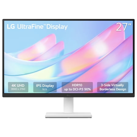 LG 27" UltraFine 4K UHD HDR10 IPS Monitor, White, 27US500-W