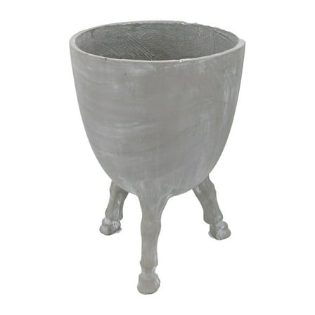 Gray Cement Planter - 16" Dia x 22"H - Unique 3-Leg Design - Home & Office Decor
