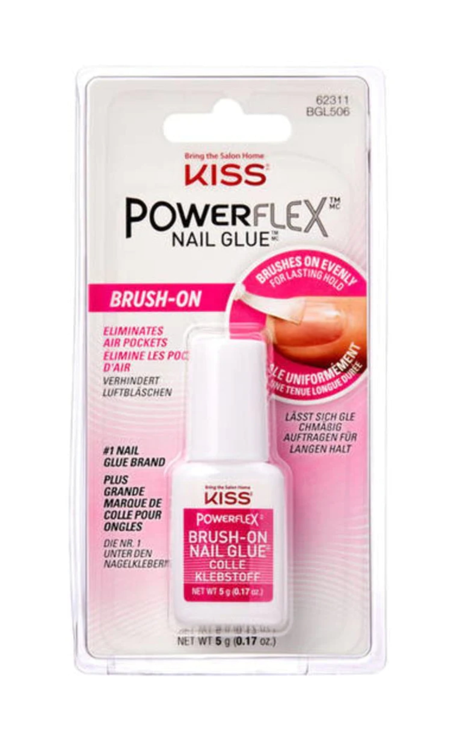 KISS PowerFlex Brush-On Nail Glue for Press Ons, Ultra Hold Flex Formula, 5g (0.17 oz.)