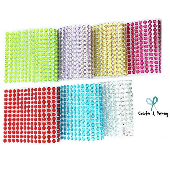 Craft and Party Assorted Colors Rhinestone Crystal Gem Jewels Sticker, 504 Count