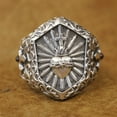 thumbnail image 2 of 925 Sterling Silver Thorn Heart Cross Sword Punk Ring TA460 US Size 12, 2 of 16