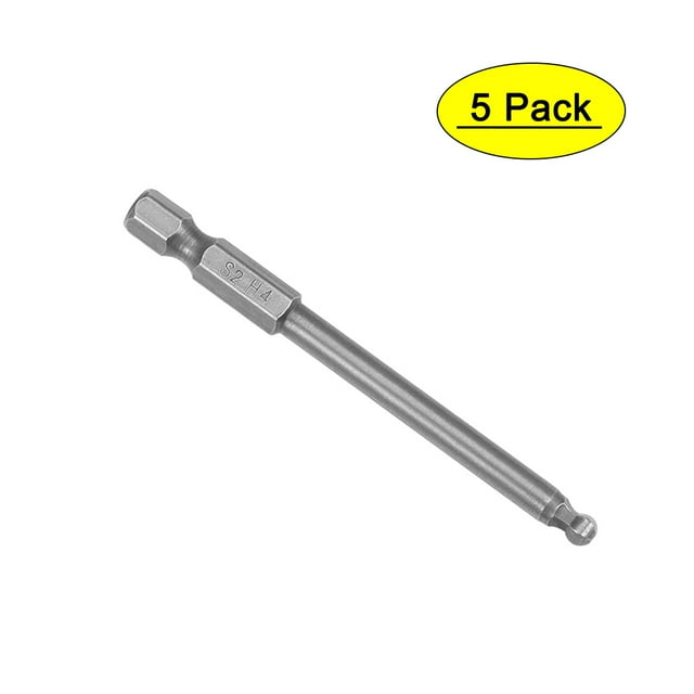 Unique Bargains 5 Pcs H4 (4mm) Ball End Screwdriver Bits, S2 Steel Magnetic 2.95 Inch Long Drill Bit w 1/4 Inch Hex Shank