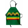 thumbnail image 1 of Jamaican Apron, Jamaican Reggae Culture Inspired Minimal Head Shapes with Hats Country Flag, Unisex Kitchen Bib with Adjustable Neck for Cooking Gardening, Adult Size, Green Multicolor, by Ambesonne, 1 of 4