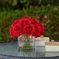 thumbnail image 4 of 16 Heads Silk Rose Flowers in Glass Vase with Faux Water, 4 of 5