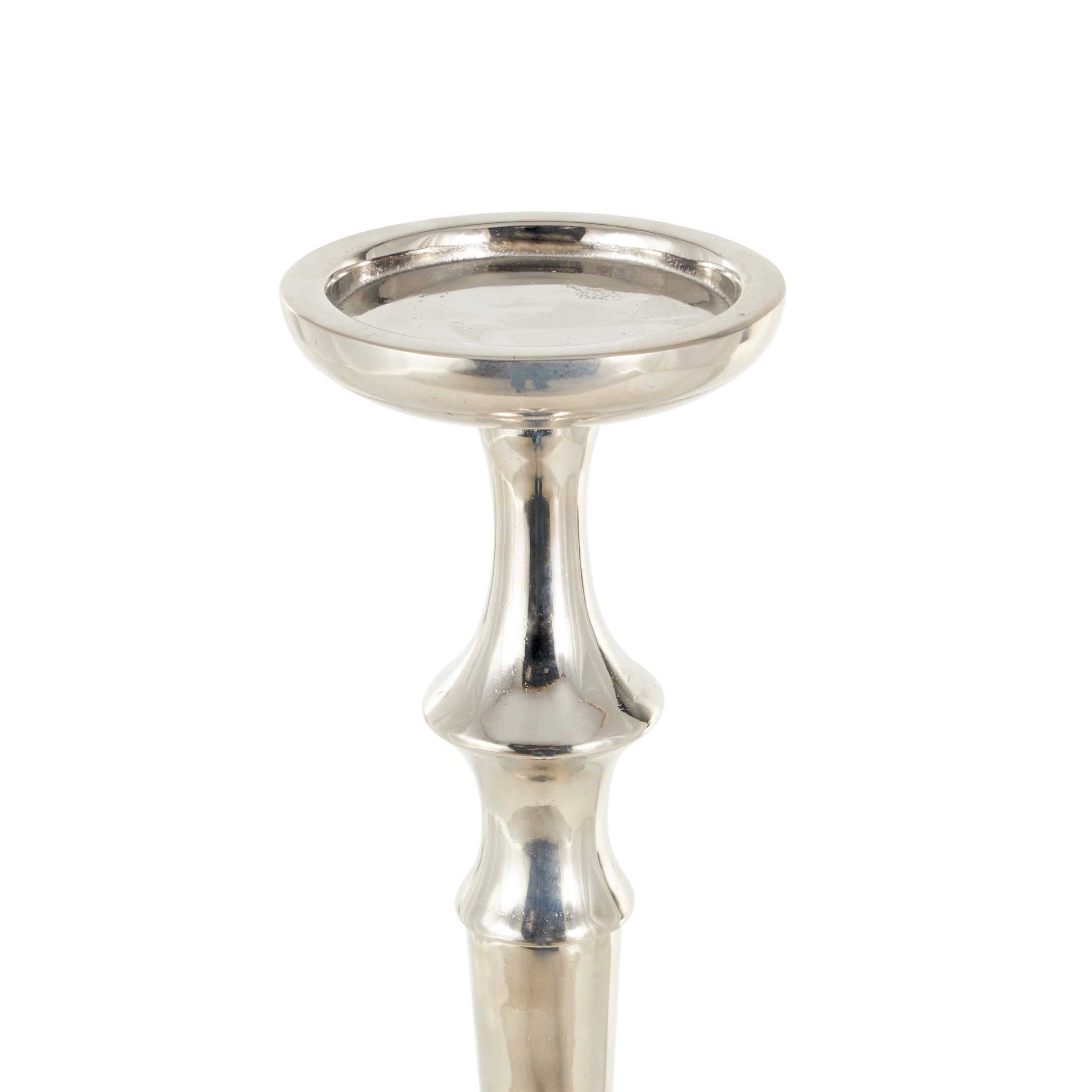DecMode Silver Aluminum Metal Floor Candle Holder