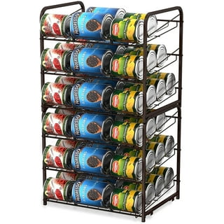 KalTell Pack of 2 Can Storage Organizer Pantry, Canned Food Organizers for Kitchen Dispenses 72 Cans-Black