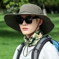 thumbnail image 2 of Domzest Mens Sun Hats UPF 50+ UV Protection Bucket Wide Brim Waterproof Hat with Adjustable Chin Strap for Outdoor Army Green, 2 of 3