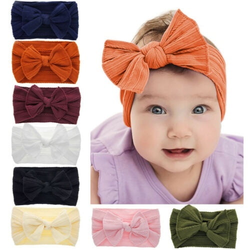Newborn Baby Kids Bow Headband Soft Turban Floral Headwear Hairband Headwrap NEW 