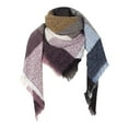 thumbnail image 2 of Kelon Womens Warm Scarf Triangle Shawls Winter Scarves Stripe Plaid Fichu Rough Surface, 2 of 4