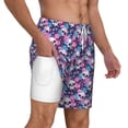 thumbnail image 3 of Picia Skull Flower Blue pattern Mens Swim Trunks with Compression Liner Stretch Beach Shorts Quick Dry with Zipper Pockets No-Chafing Board Shorts-Small, 3 of 9