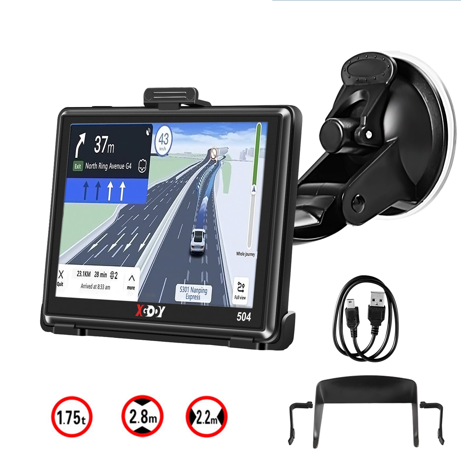 Vej Patronise apt XGODY GPS Navigation for Car 256MB+8GB Car GPS Navigator Sat Nav System 5''  GPS for Car Free Maps Voice Guidance - Walmart.com