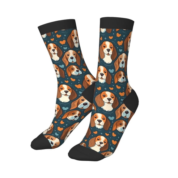 Kids Girls Boys Socks - Beagle Dog heart Comfort Breathable Crew Socks for Boys Girls Kids, Soft Athletic Running Socks for Boys Socks 6-10 Years Old
