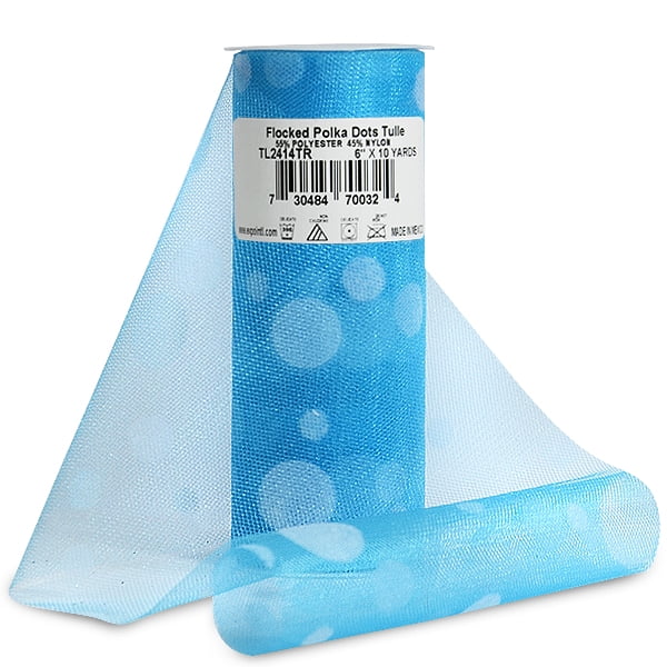 Expo Int'l Polka Dot Flocked 6' Tulle Spool of 10 Yards