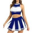 thumbnail image 3 of Sholeno Ensemble d'Uniforme de Cheerleader Sans Manches pour Femmes Adultes Jupe Plissée Mini Bleue P, 3 of 6