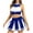 Blue, variant on Women's 2Pcs Cheer Leader Uniform Outfits Crop Tops with Pleated Skirts Black S