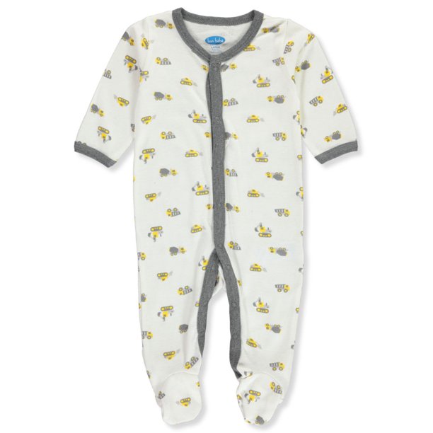 Bon Bebe Bon Bebe Baby Boys Construction Vehicle Footed Coverall Newborn Walmart Com Walmart Com
